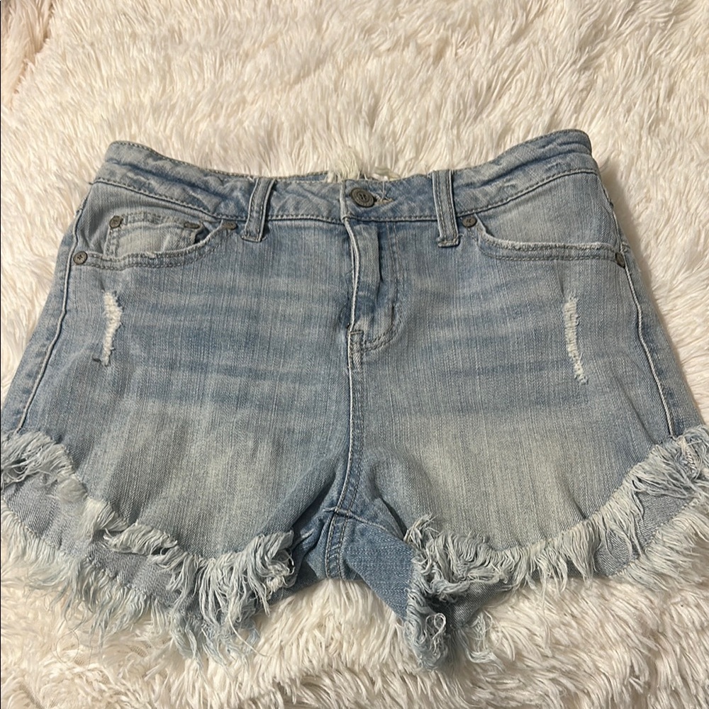 Denim Frayed Hem Women's Shorts